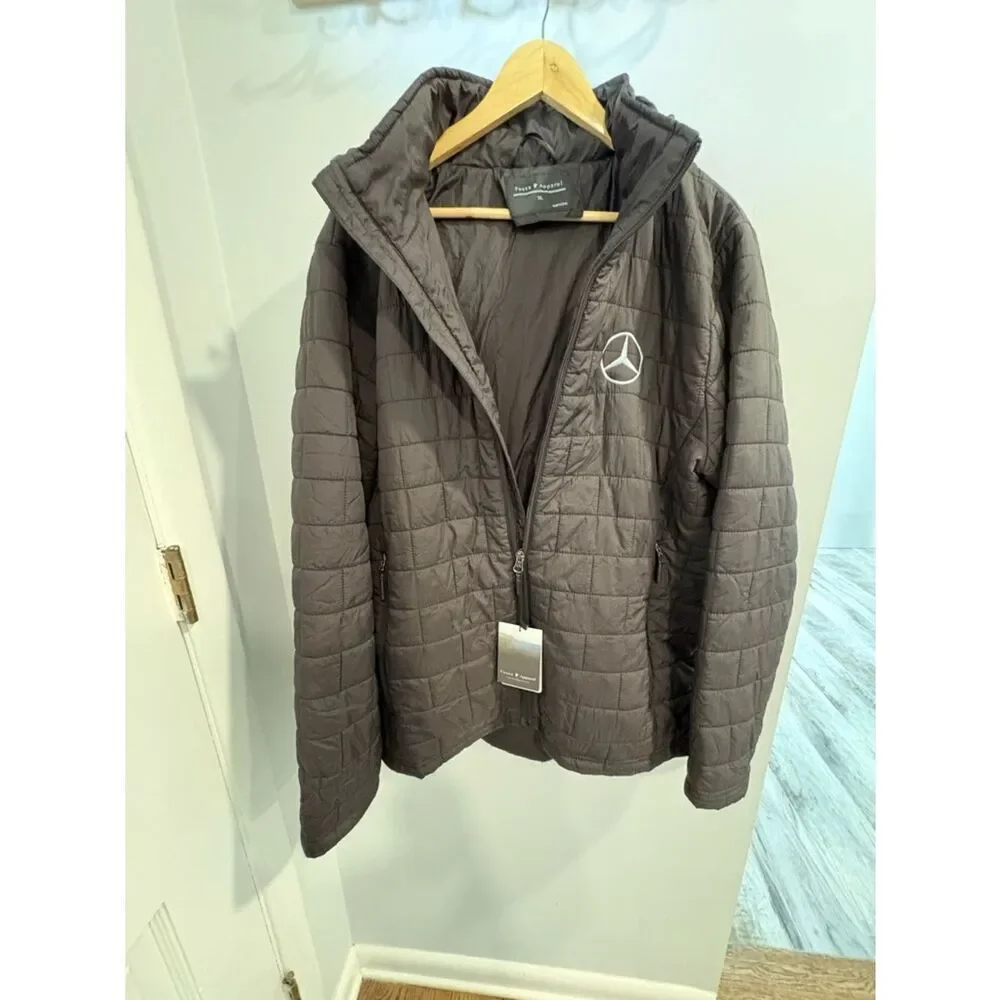 Mercedes Men's Quilted Hooded Puffer Jacket in Black